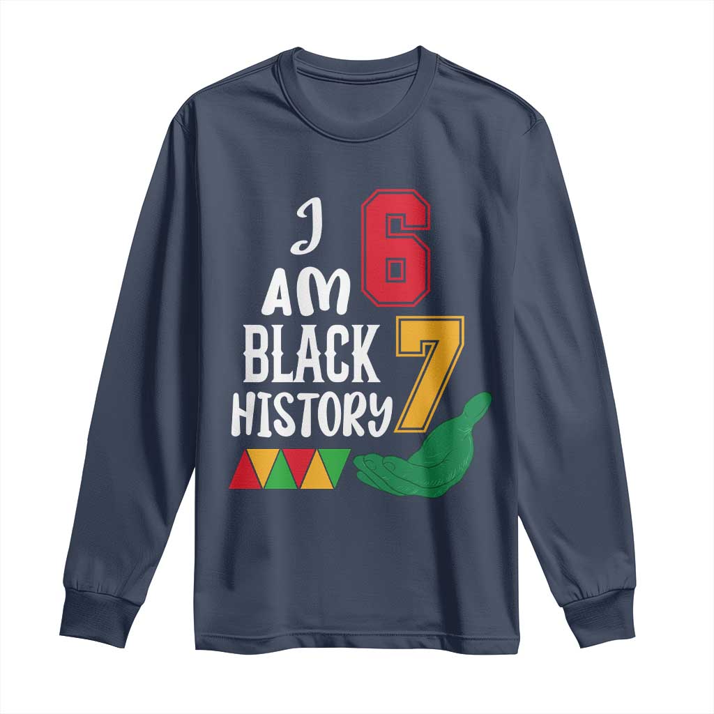 Funny Six Seven African American Long Sleeve Shirt Black History Month TS14 Navy Print Your Wear