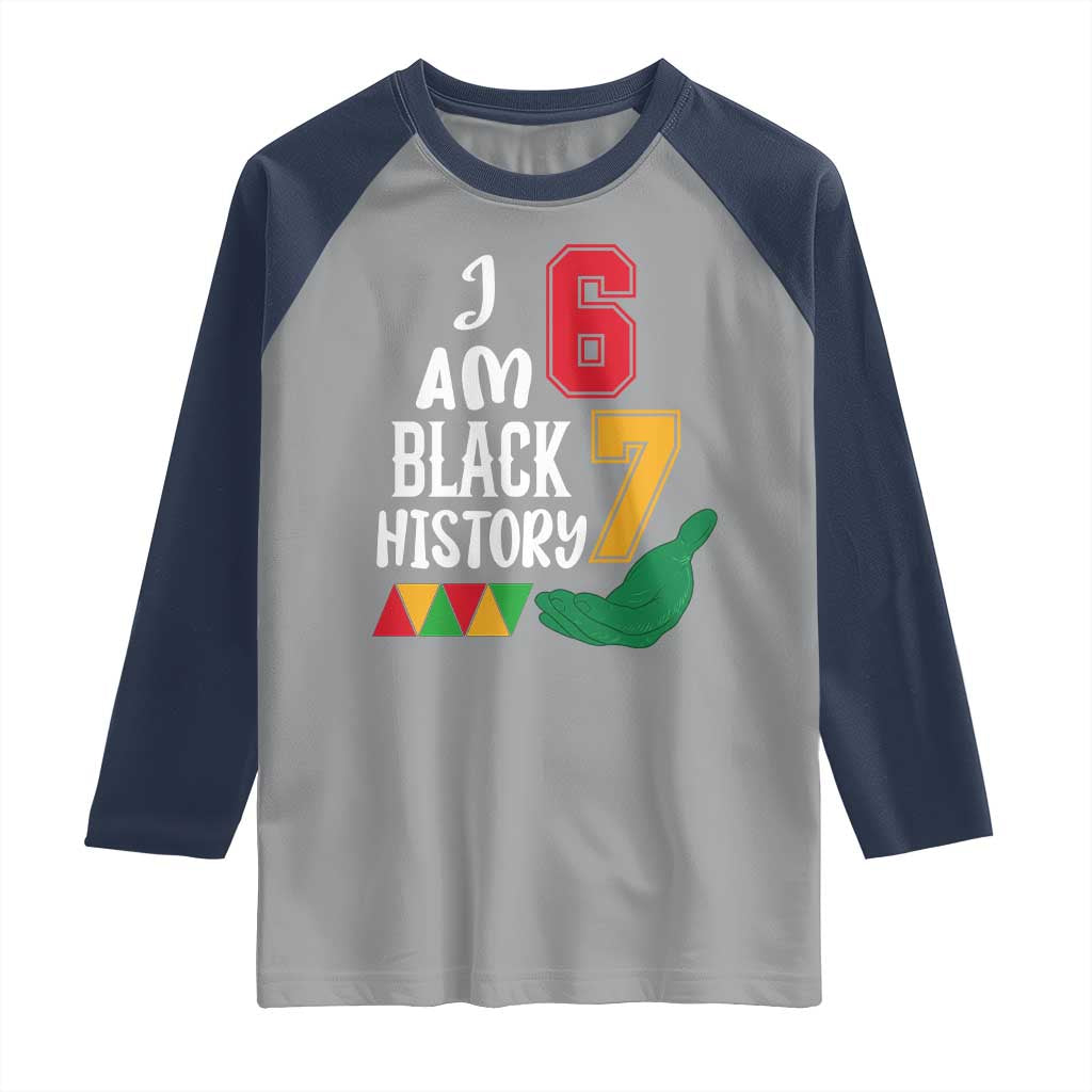 Funny Six Seven African American Raglan Shirt Black History Month TS14 Sport Gray Navy Print Your Wear