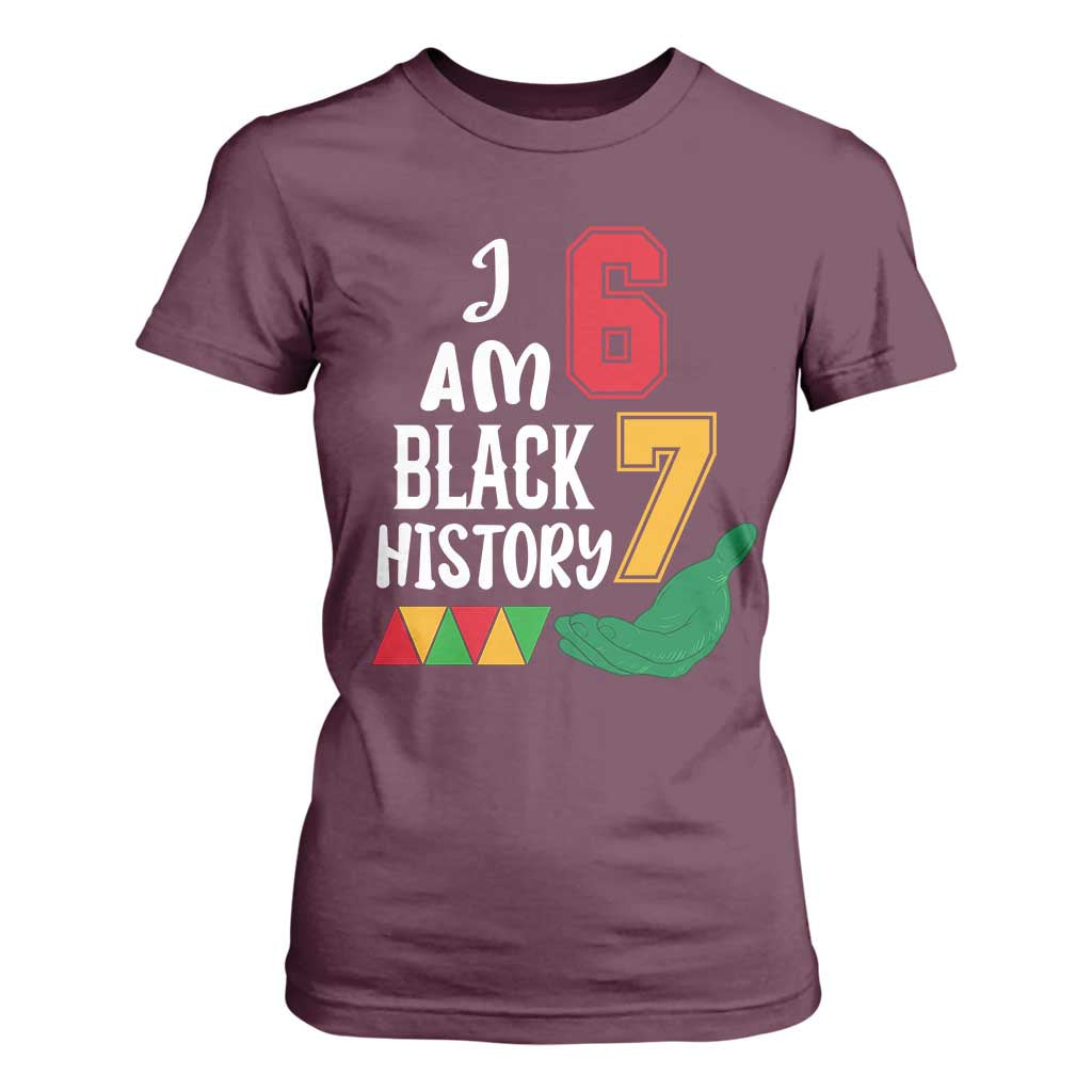 Funny Six Seven African American T Shirt For Women Black History Month TS14 Maroon Print Your Wear