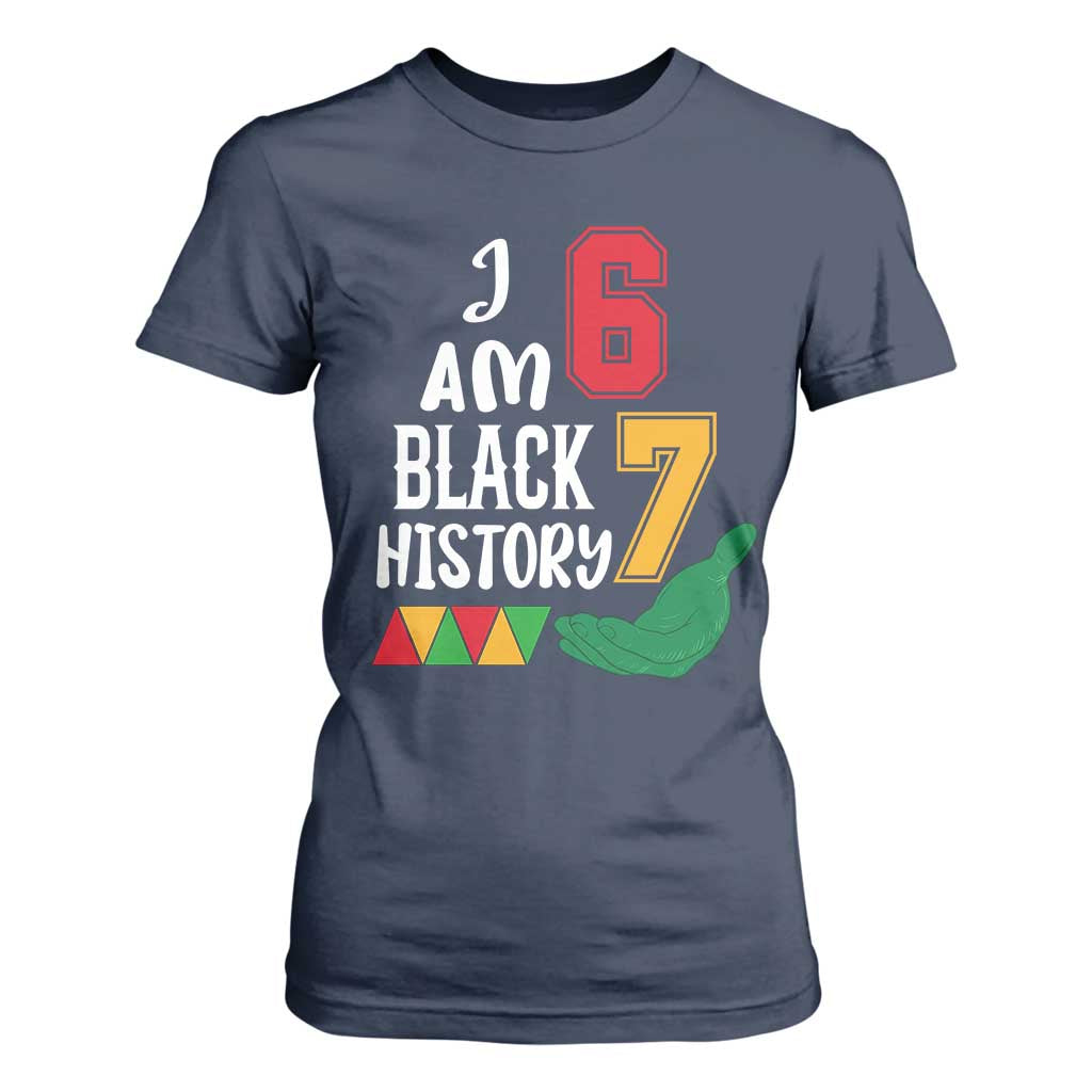 Funny Six Seven African American T Shirt For Women Black History Month TS14 Navy Print Your Wear