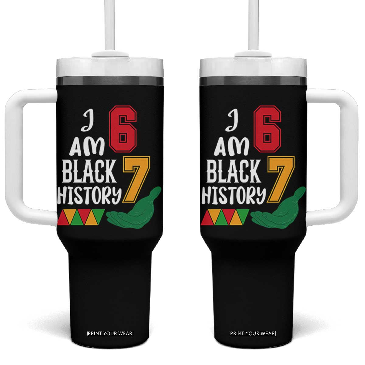Funny Six Seven African American Tumbler With Handle Black History Month TS14 One Size: 40 oz Black Print Your Wear