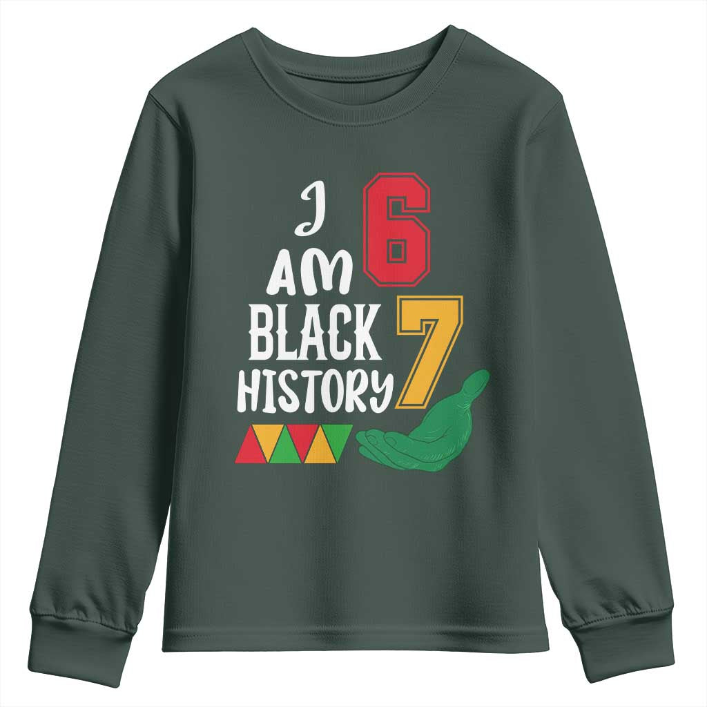 Funny Six Seven African American Youth Sweatshirt Black History Month TS14 Dark Forest Green Print Your Wear