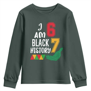 Funny Six Seven African American Youth Sweatshirt Black History Month TS14 Dark Forest Green Print Your Wear