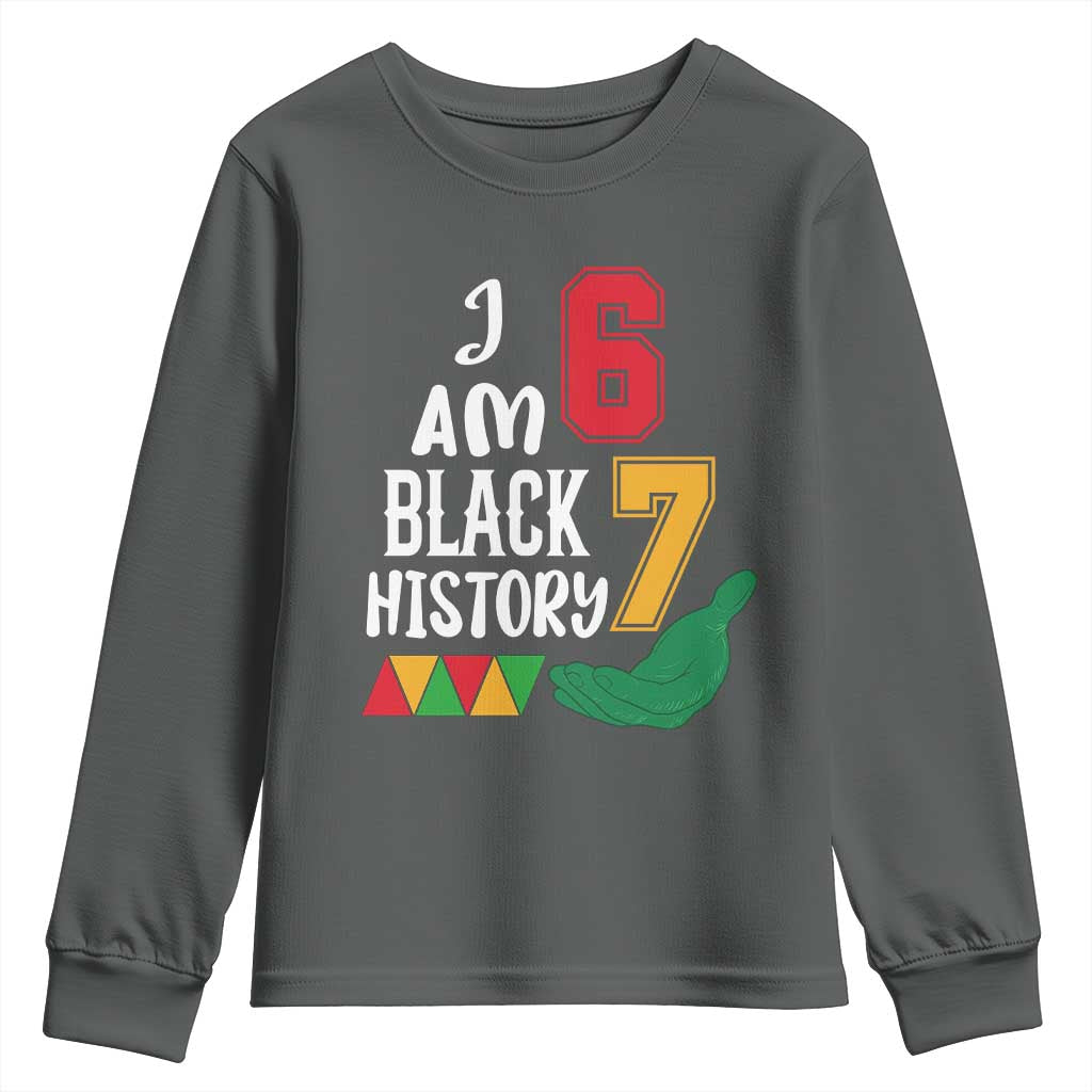 Funny Six Seven African American Youth Sweatshirt Black History Month TS14 Dark Heather Print Your Wear