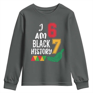 Funny Six Seven African American Youth Sweatshirt Black History Month TS14 Dark Heather Print Your Wear