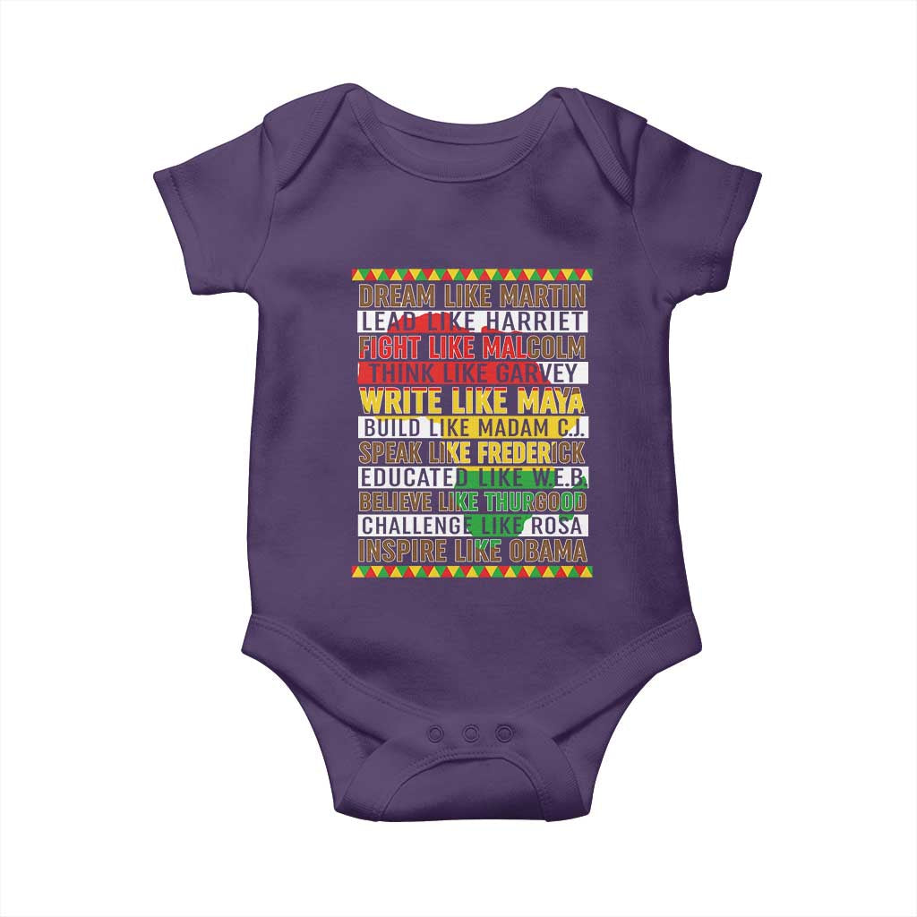 Black History Month Baby Onesie Dream Like Martin Lead Like Harriet TS14 Purple Print Your Wear