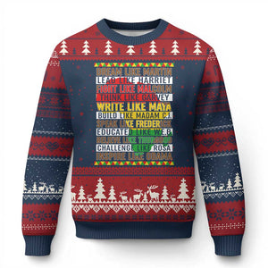 Black History Month Ugly Christmas Sweater Dream Like Martin Lead Like Harriet TS14 Navy Red Print Your Wear