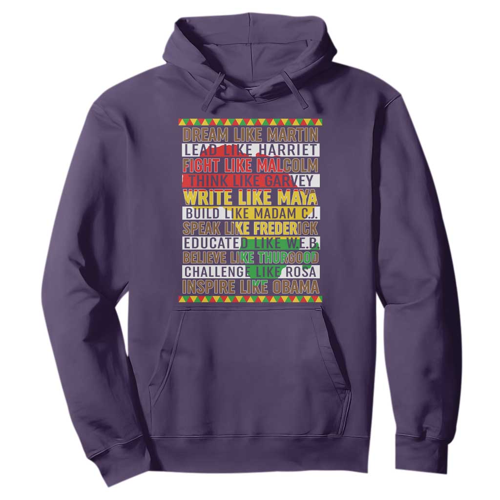 Black History Month Hoodie Dream Like Martin Lead Like Harriet TS14 Purple Print Your Wear