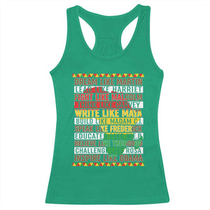 Black History Month Racerback Tank Top Dream Like Martin Lead Like Harriet TS14 Irish Green Print Your Wear