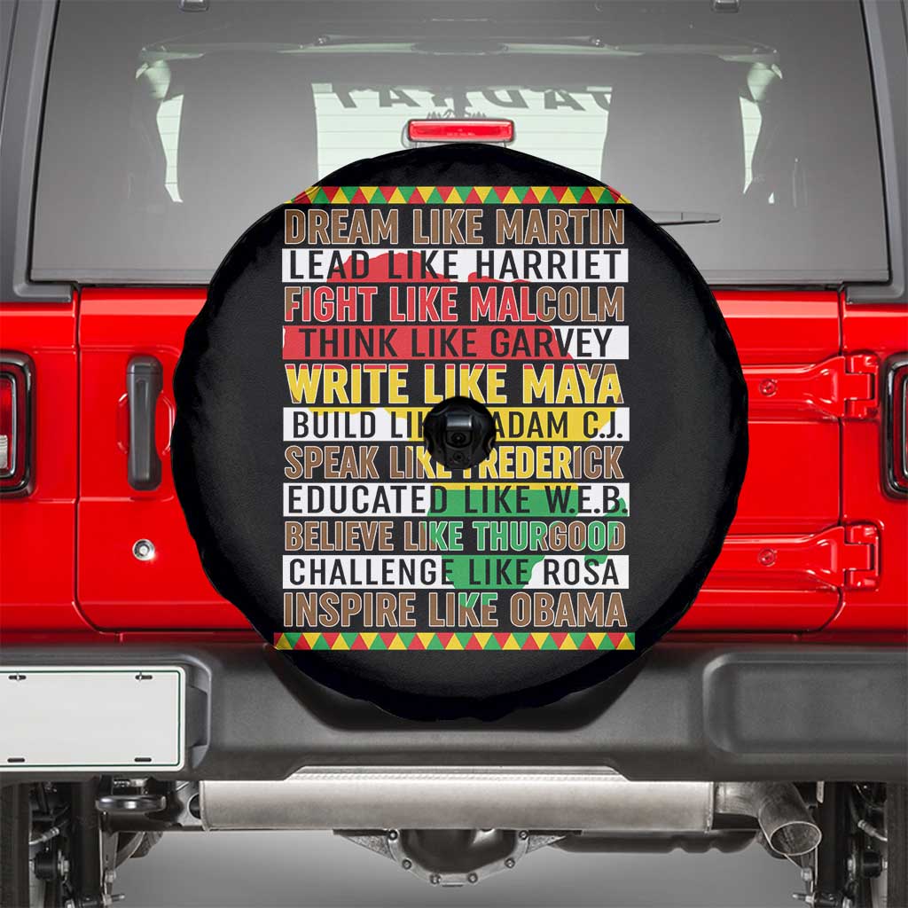 Black History Month Spare Tire Cover Dream Like Martin Lead Like Harriet TS14 Black Print Your Wear