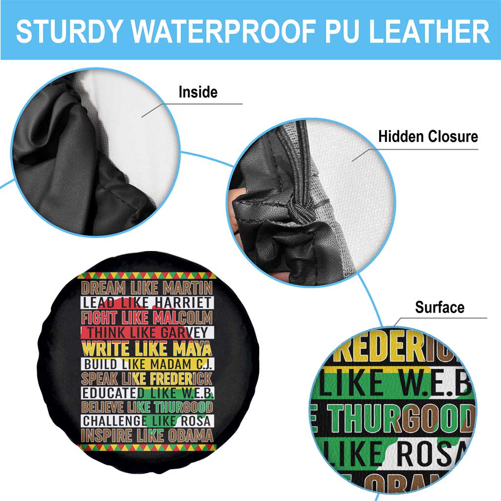 Black History Month Spare Tire Cover Dream Like Martin Lead Like Harriet TS14 Print Your Wear