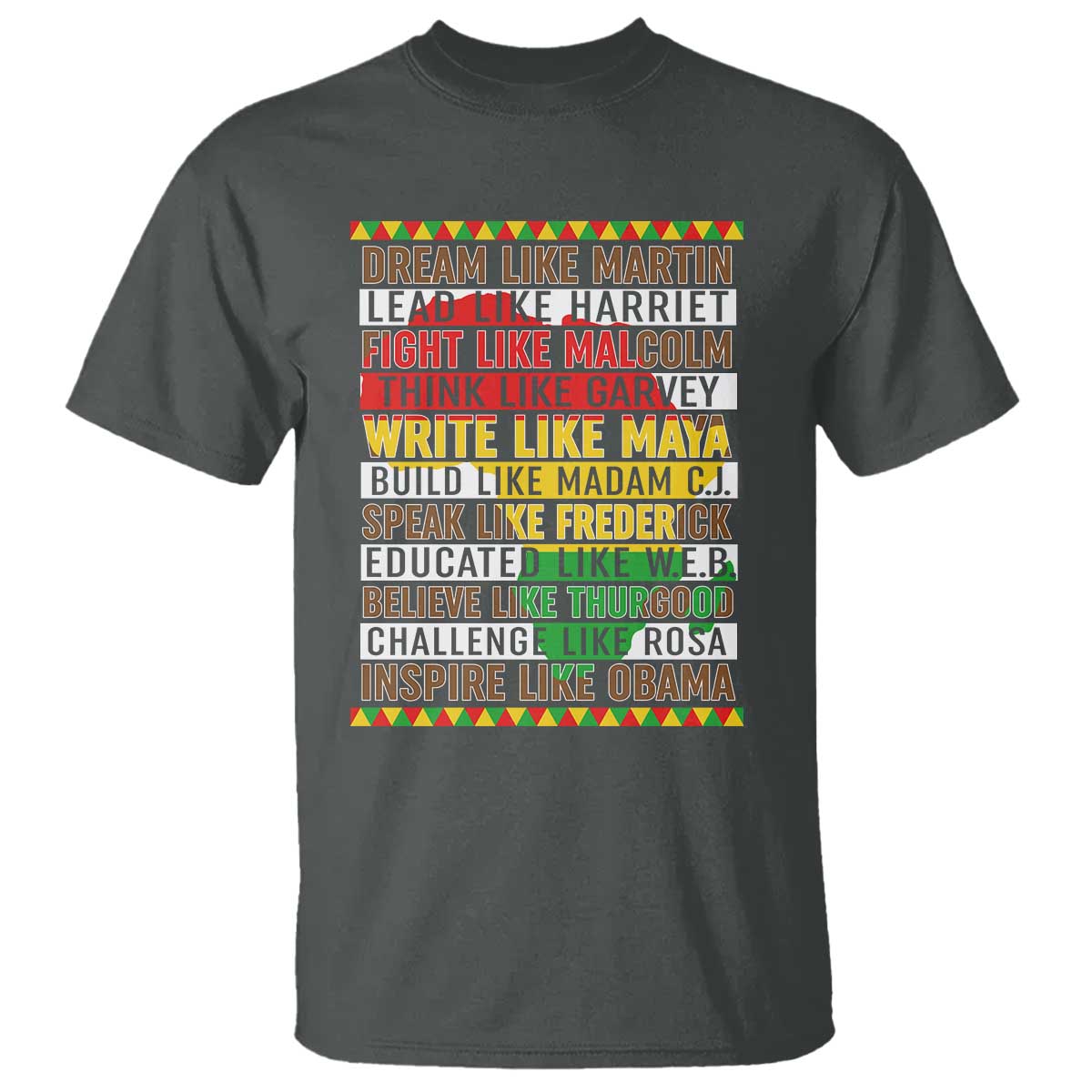 Black History Month T Shirt Dream Like Martin Lead Like Harriet TS14 Dark Heather Print Your Wear