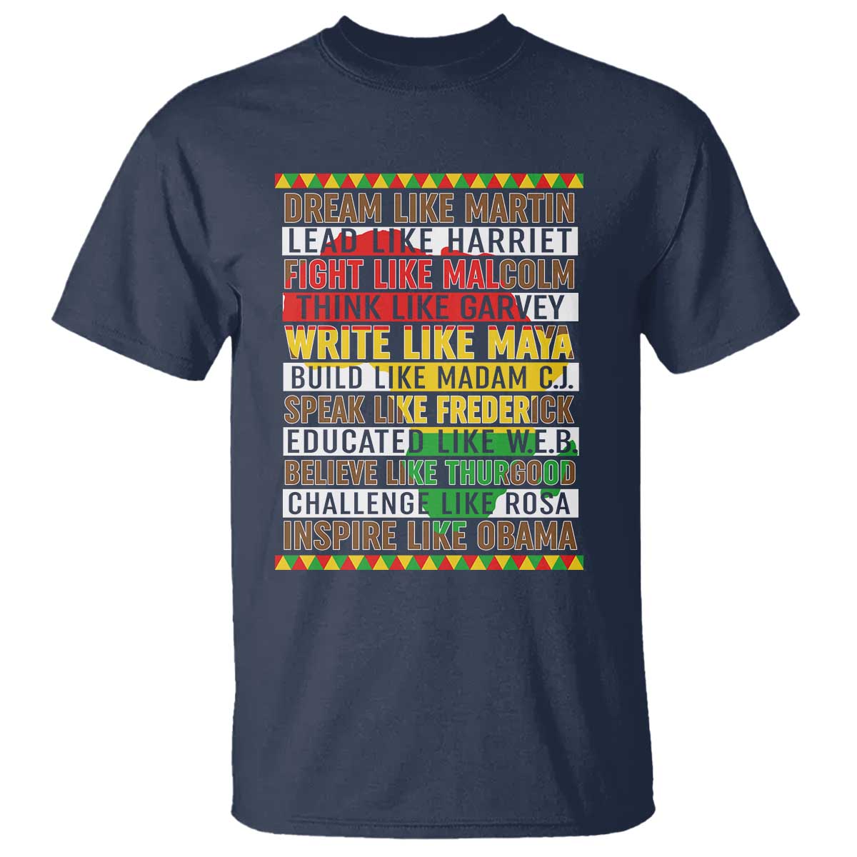 Black History Month T Shirt Dream Like Martin Lead Like Harriet TS14 Navy Print Your Wear