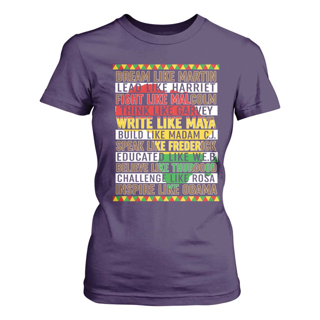 Black History Month T Shirt For Women Dream Like Martin Lead Like Harriet TS14 Purple Print Your Wear