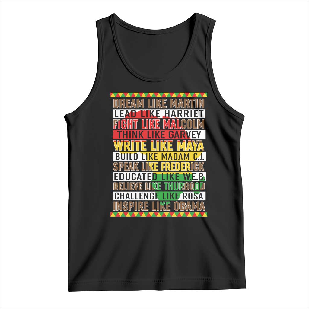 Black History Month Tank Top Dream Like Martin Lead Like Harriet TS14 Black Print Your Wear