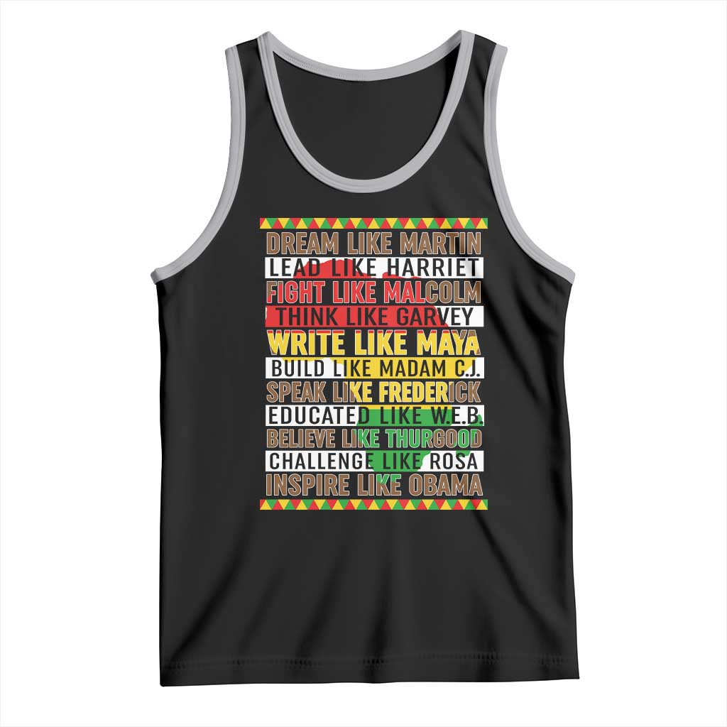 Black History Month Tank Top Dream Like Martin Lead Like Harriet TS14 Black Athletic Heather Print Your Wear