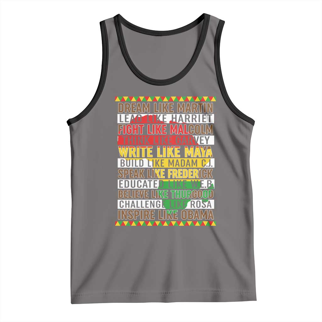 Black History Month Tank Top Dream Like Martin Lead Like Harriet TS14 Deep Heather Black Print Your Wear