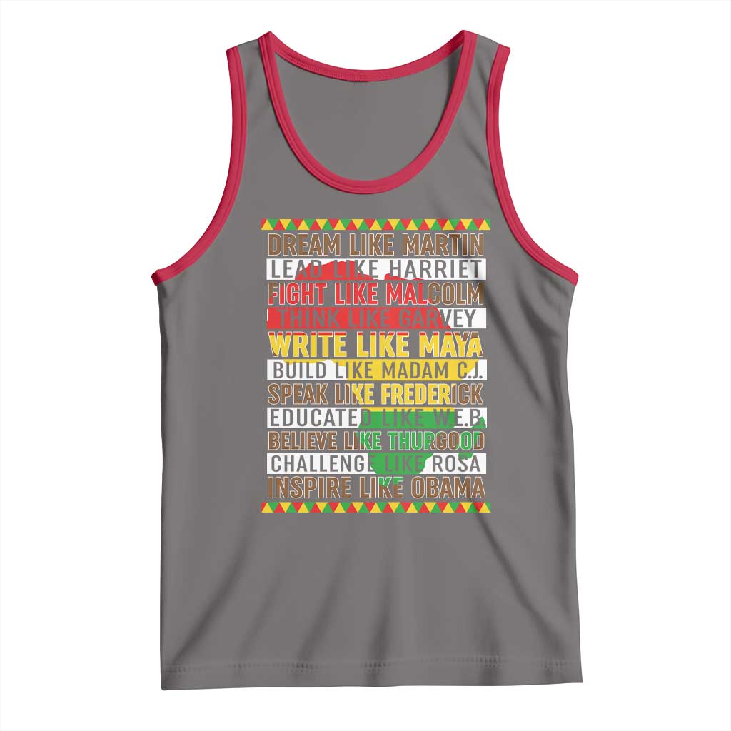 Black History Month Tank Top Dream Like Martin Lead Like Harriet TS14 Deep Heather Red Print Your Wear