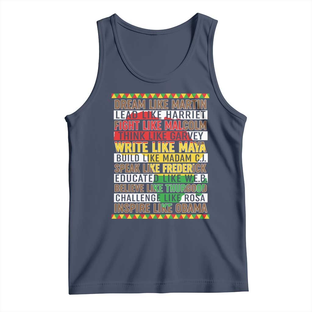 Black History Month Tank Top Dream Like Martin Lead Like Harriet TS14 Navy Print Your Wear
