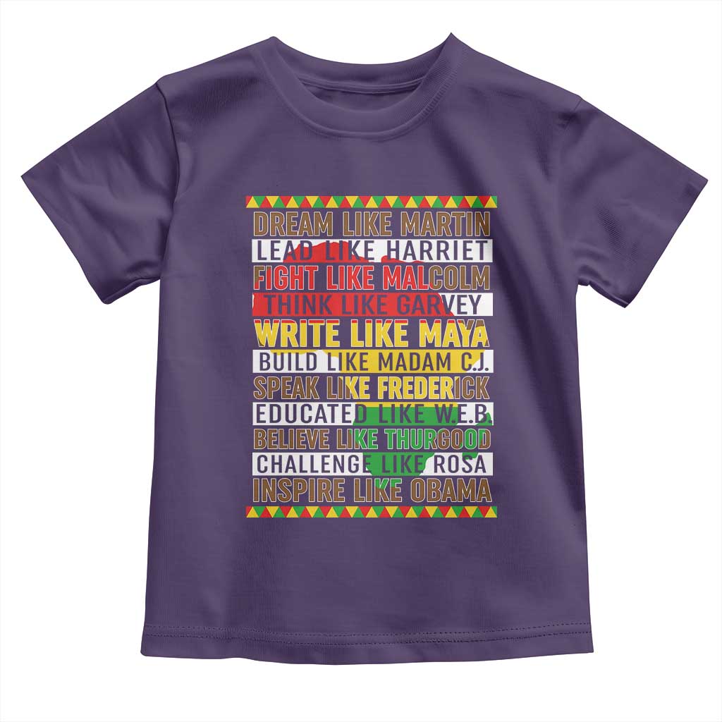 Black History Month Toddler T Shirt Dream Like Martin Lead Like Harriet TS14 Purple Print Your Wear