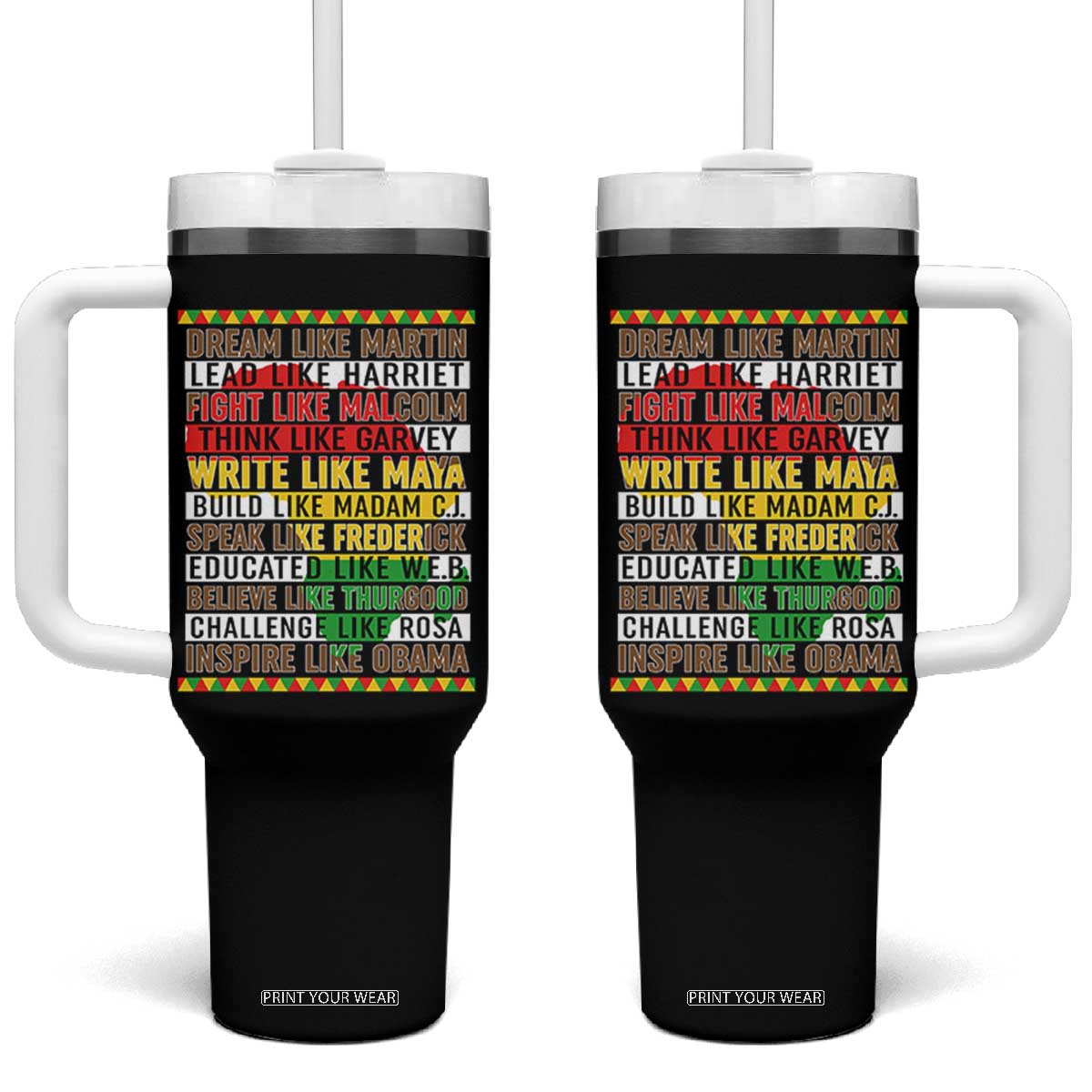 Black History Month Tumbler With Handle Dream Like Martin Lead Like Harriet TS14 One Size: 40 oz Black Print Your Wear