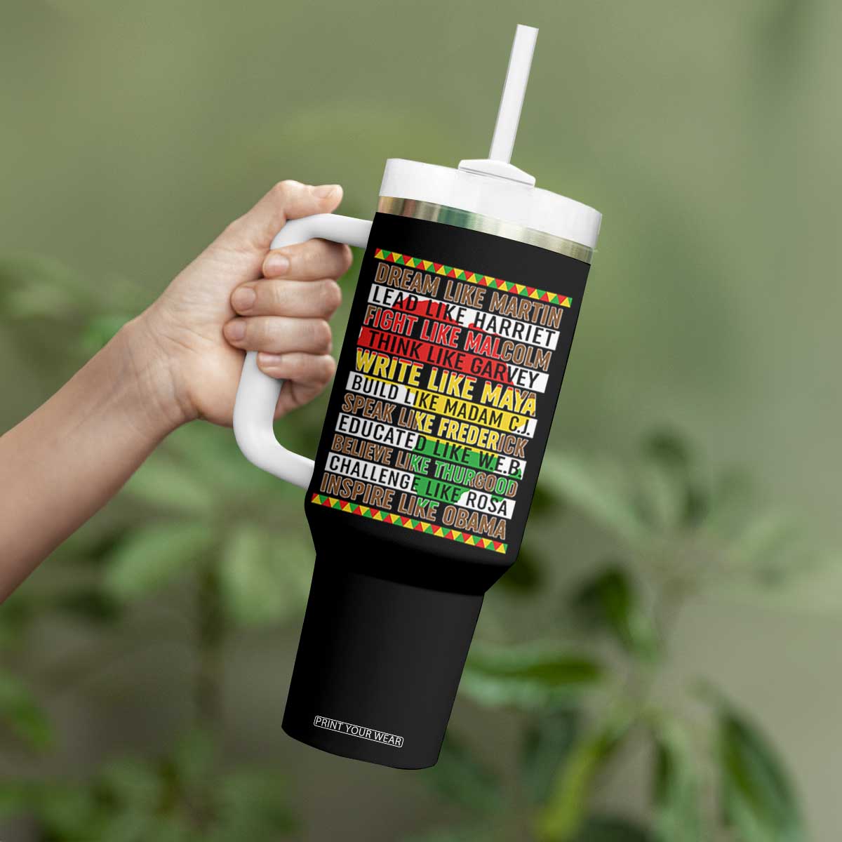 Black History Month Tumbler With Handle Dream Like Martin Lead Like Harriet TS14 Print Your Wear