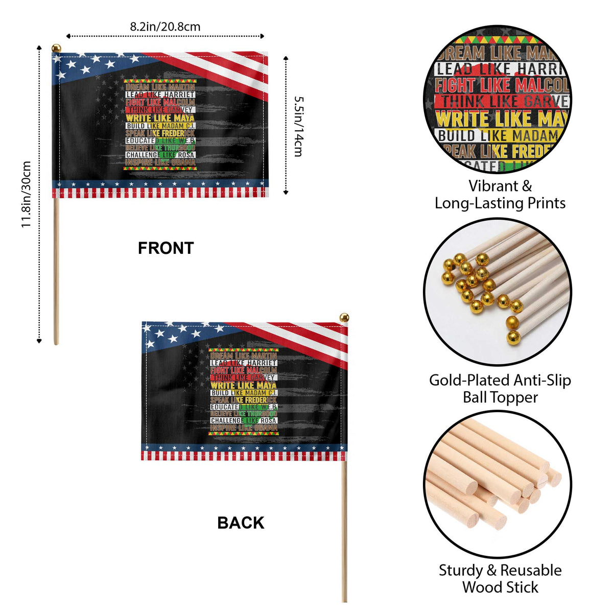 Black History Month Patriotic Handheld Flag Dream Like Martin Lead Like Harriet TS14 Print Your Wear
