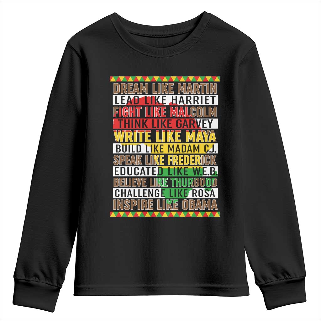 Black History Month Youth Sweatshirt Dream Like Martin Lead Like Harriet TS14 Black Print Your Wear