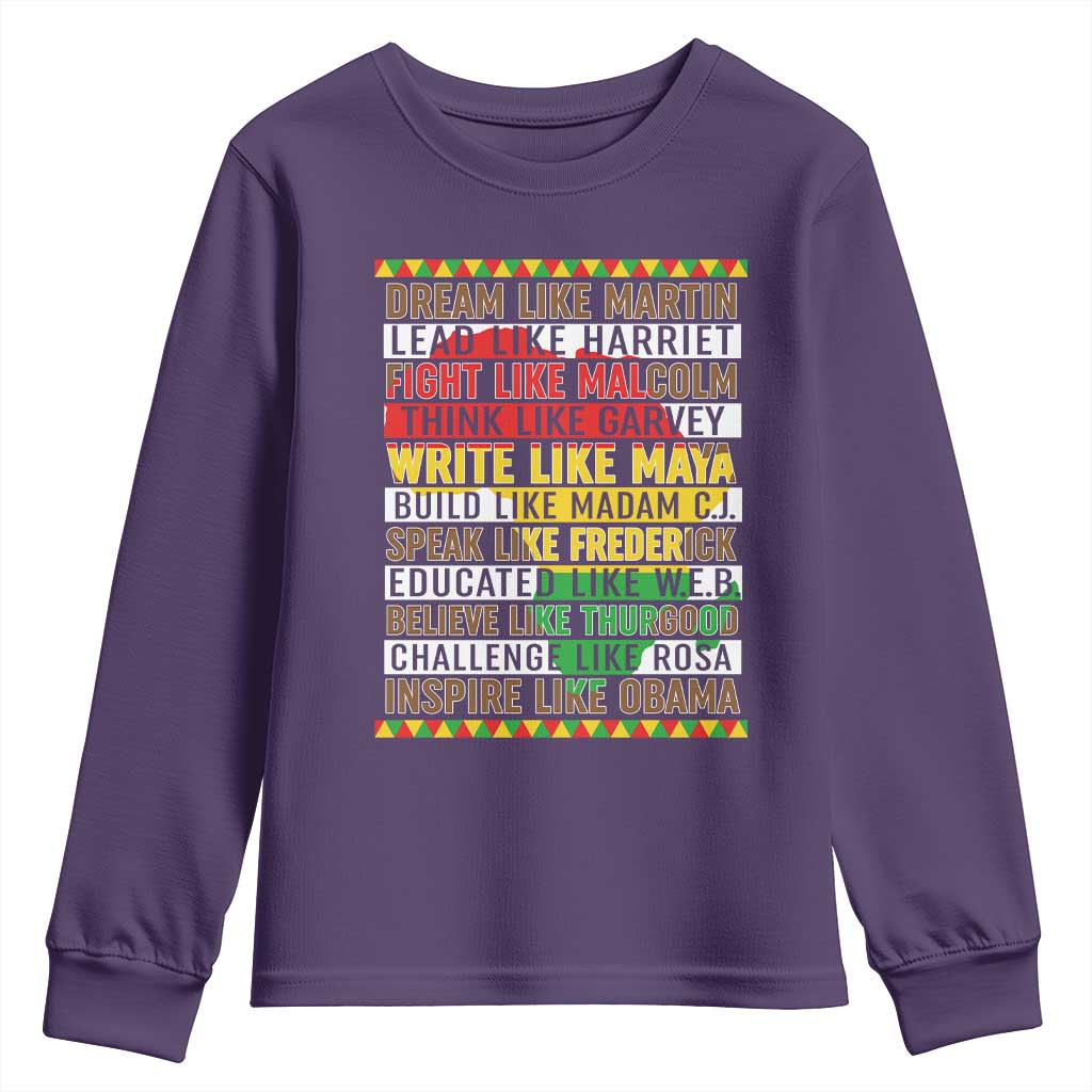 Black History Month Youth Sweatshirt Dream Like Martin Lead Like Harriet TS14 Purple Print Your Wear