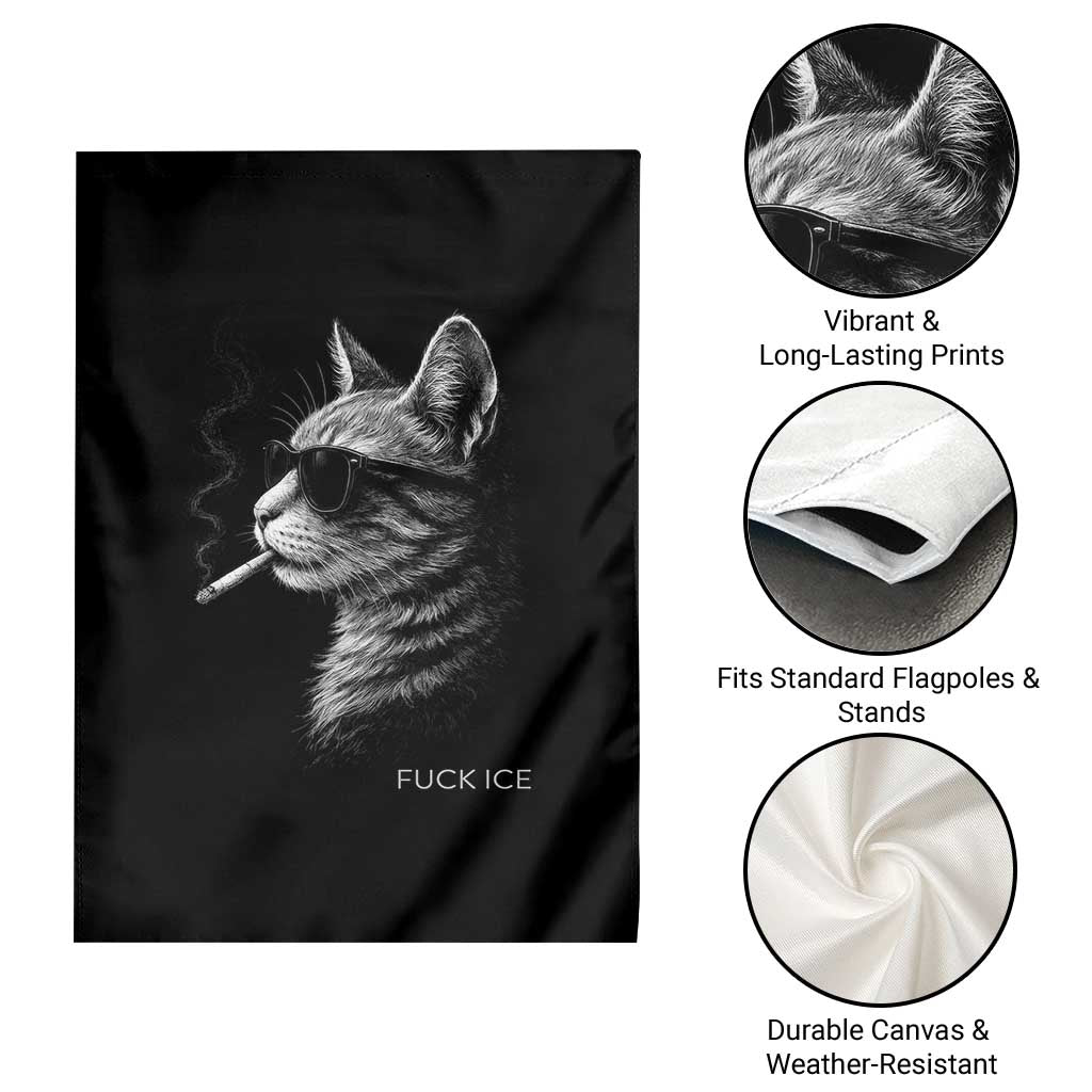 Fck Ice Garden Flag Funny Cat Smoking Anti ICE Meme TS14 Print Your Wear