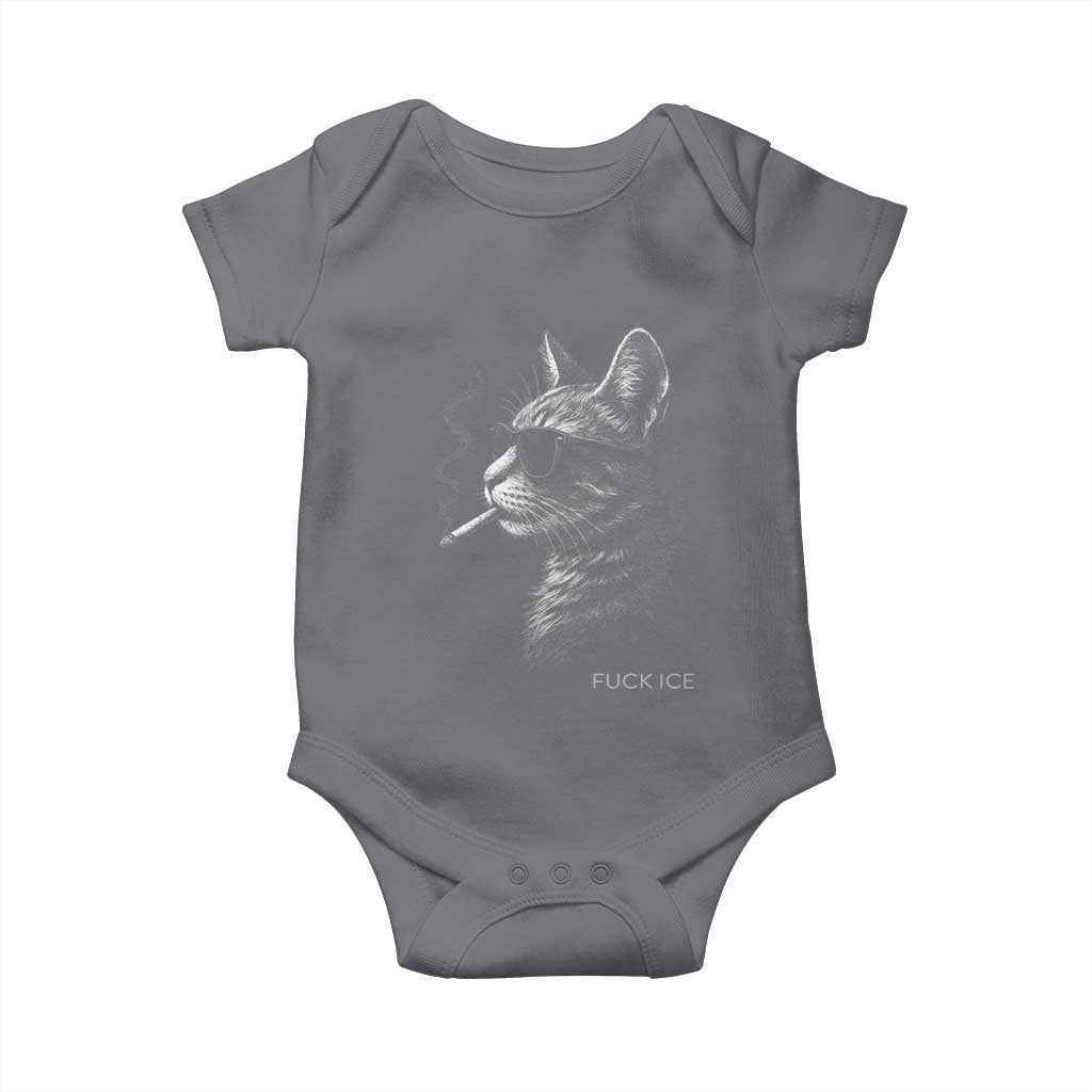 Fck Ice Baby Onesie Funny Cat Smoking Anti ICE Meme TS14 Charcoal Print Your Wear
