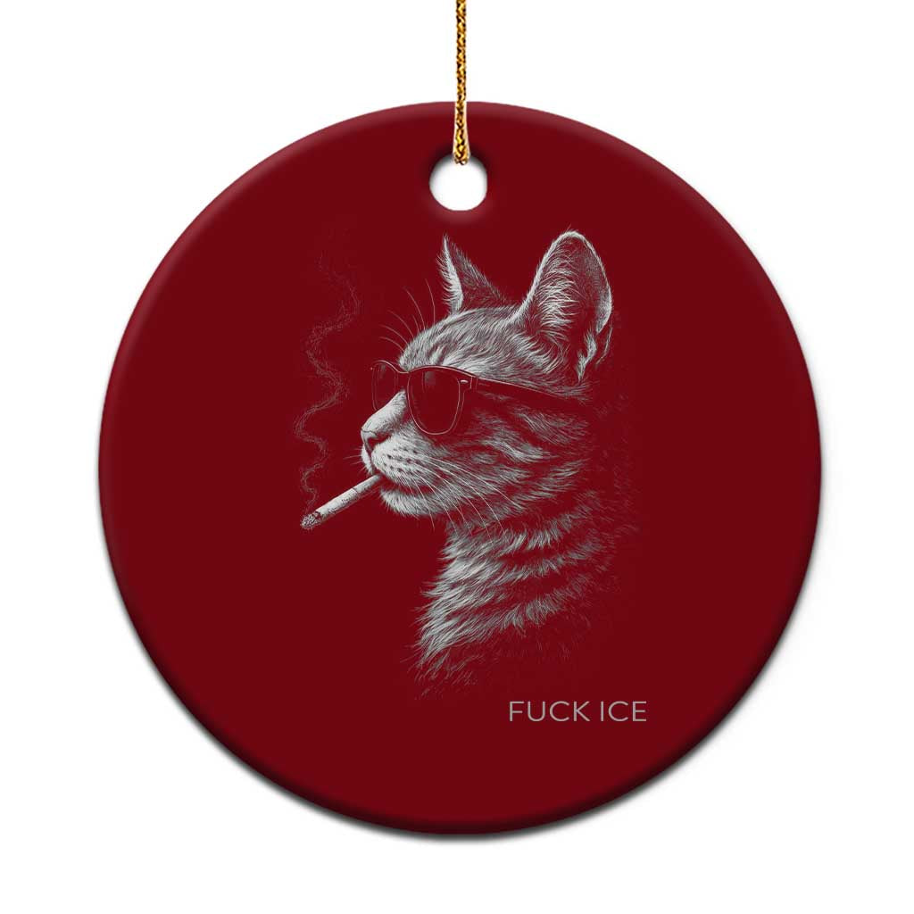 Fck Ice Ceramic Ornament Funny Cat Smoking Anti ICE Meme TS14 1pc Red Print Your Wear