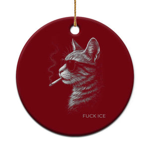 Fck Ice Ceramic Ornament Funny Cat Smoking Anti ICE Meme TS14 1pc Red Print Your Wear