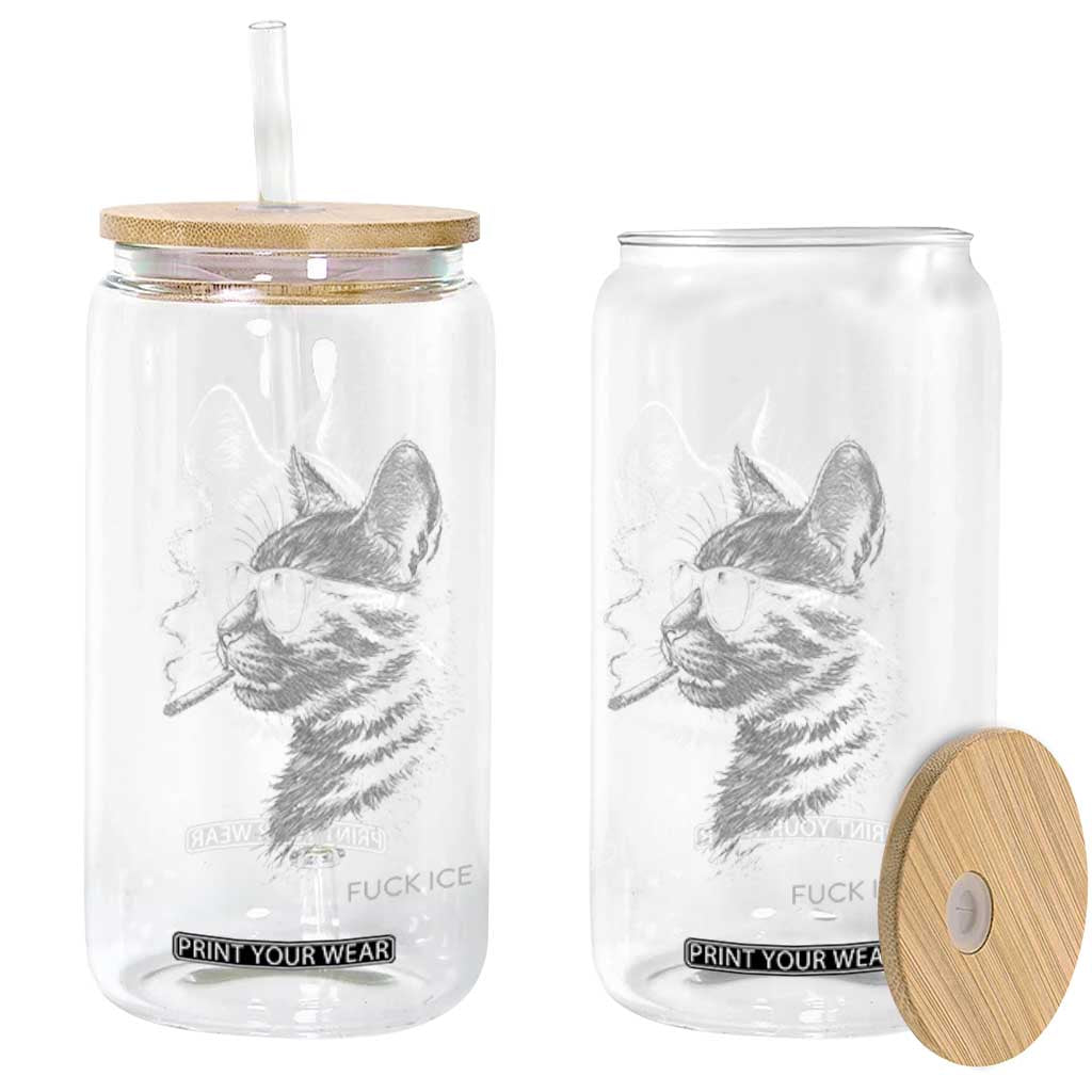 Fck Ice Glass Can Funny Cat Smoking Anti ICE Meme TS14 Print Your Wear
