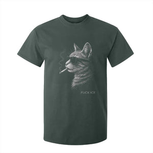 Fck Ice T Shirt For Kid Funny Cat Smoking Anti ICE Meme TS14 Dark Forest Green Print Your Wear