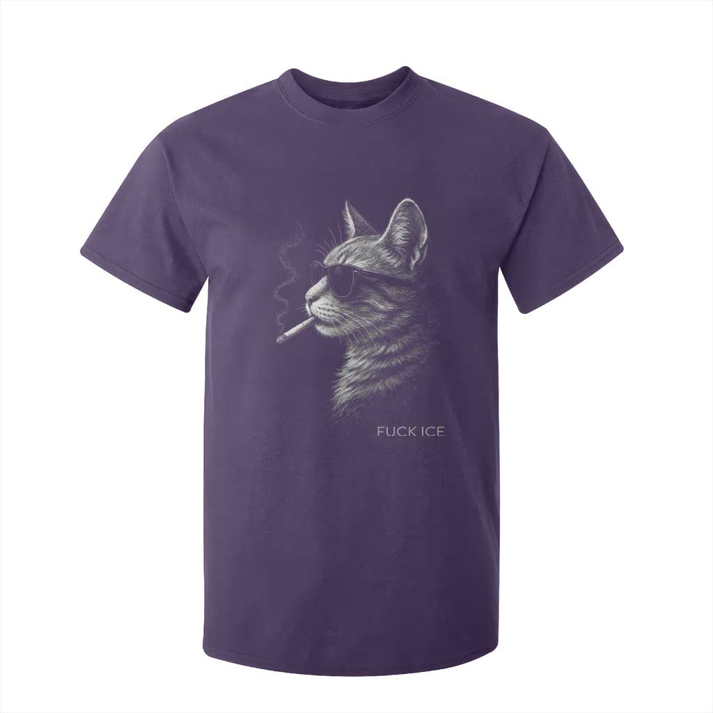 Fck Ice T Shirt For Kid Funny Cat Smoking Anti ICE Meme TS14 Purple Print Your Wear