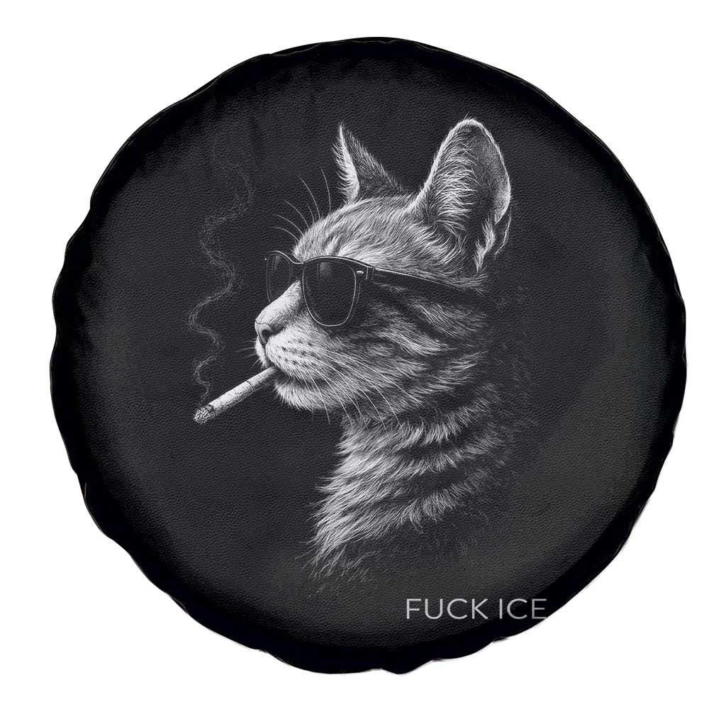 Fck Ice Spare Tire Cover Funny Cat Smoking Anti ICE Meme TS14 Print Your Wear