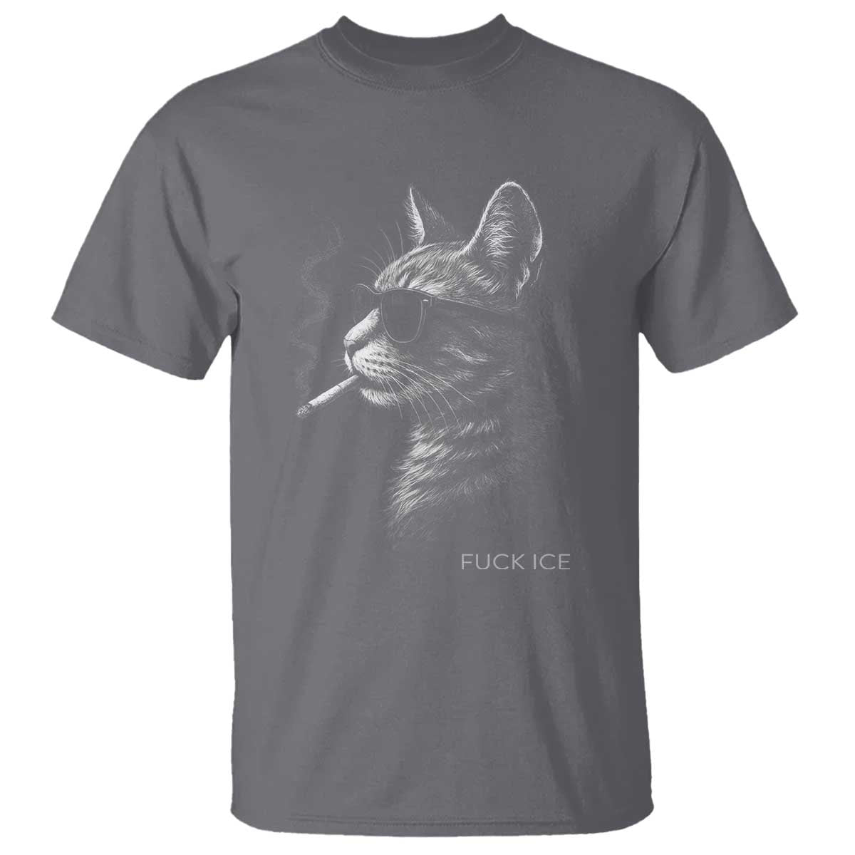 Fck Ice T Shirt Funny Cat Smoking Anti ICE Meme TS14 Charcoal Print Your Wear