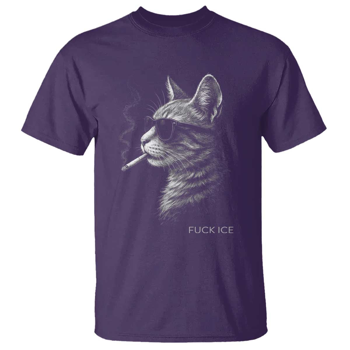 Fck Ice T Shirt Funny Cat Smoking Anti ICE Meme TS14 Purple Print Your Wear