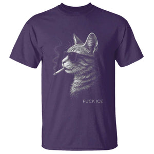 Fck Ice T Shirt Funny Cat Smoking Anti ICE Meme TS14 Purple Print Your Wear