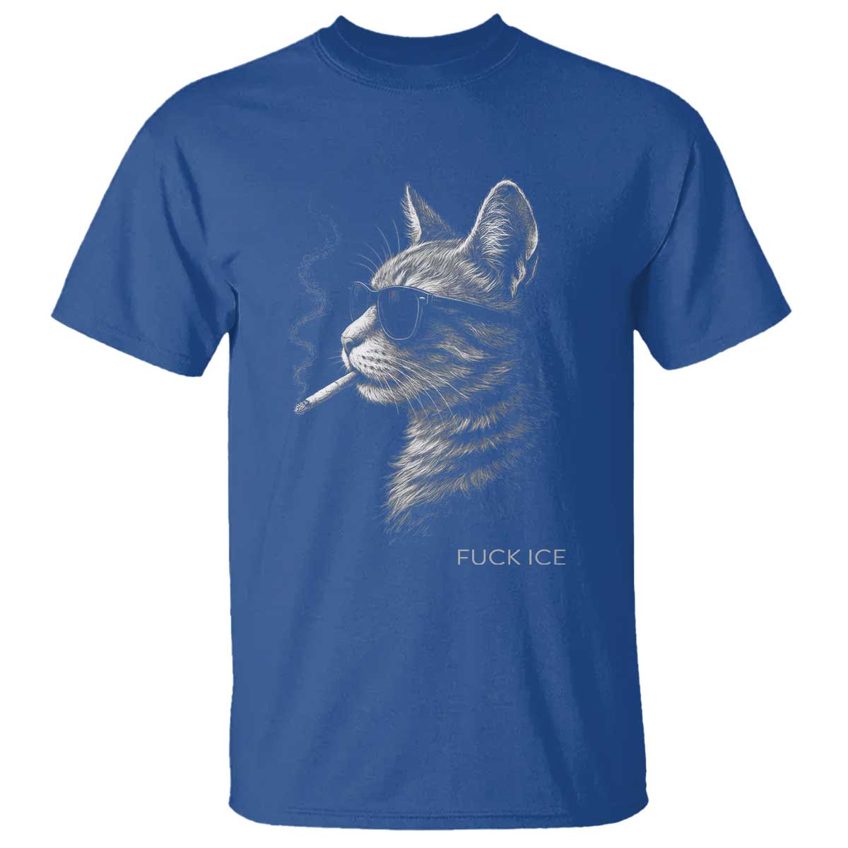 Fck Ice T Shirt Funny Cat Smoking Anti ICE Meme TS14 Royal Blue Print Your Wear