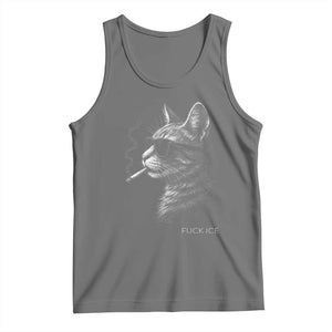 Fck Ice Tank Top Funny Cat Smoking Anti ICE Meme TS14 Black Heather Print Your Wear