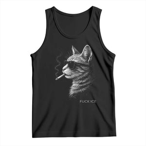 Fck Ice Tank Top Funny Cat Smoking Anti ICE Meme TS14 Black Print Your Wear