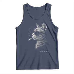 Fck Ice Tank Top Funny Cat Smoking Anti ICE Meme TS14 Navy Print Your Wear
