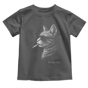Fck Ice Toddler T Shirt Funny Cat Smoking Anti ICE Meme TS14 Dark Heather Print Your Wear