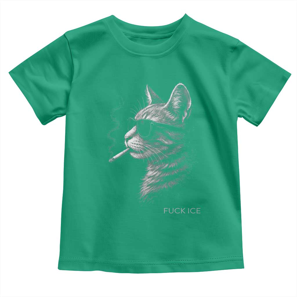 Fck Ice Toddler T Shirt Funny Cat Smoking Anti ICE Meme TS14 Irish Green Print Your Wear