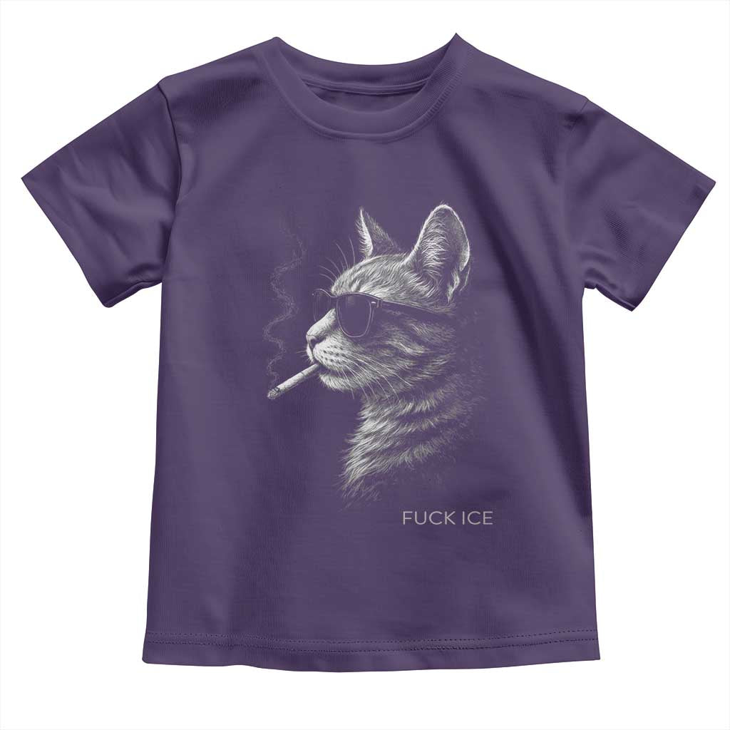 Fck Ice Toddler T Shirt Funny Cat Smoking Anti ICE Meme TS14 Purple Print Your Wear