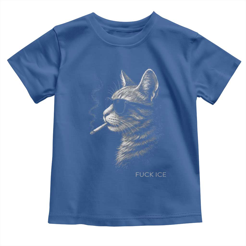 Fck Ice Toddler T Shirt Funny Cat Smoking Anti ICE Meme TS14 Royal Blue Print Your Wear