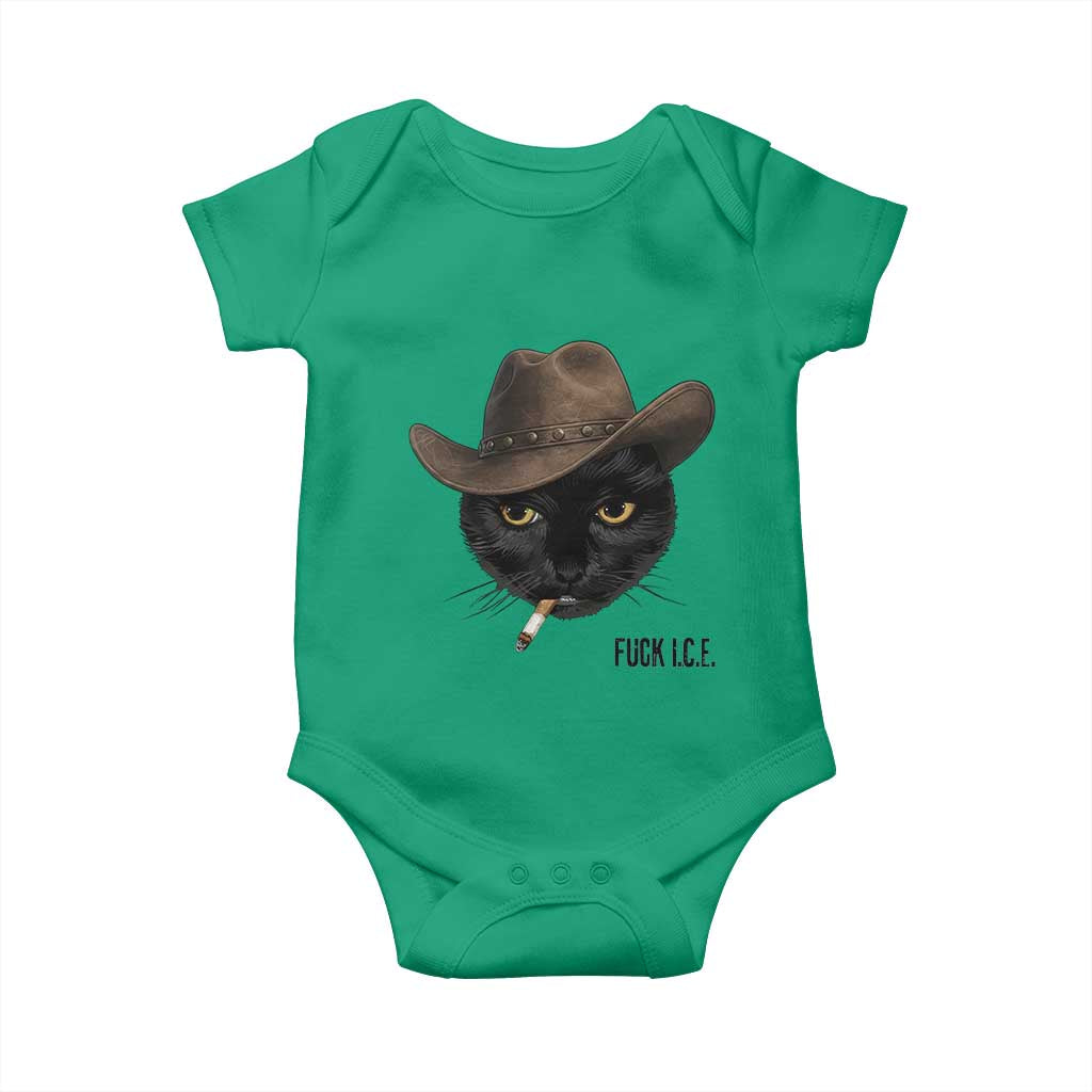 Funny Cowboy Cat Smoking Anti ICE Protest Meme Baby Onesie TS14 Irish Green Print Your Wear