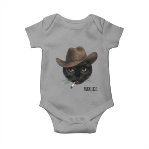 Funny Cowboy Cat Smoking Anti ICE Protest Meme Baby Onesie TS14 Sport Gray Print Your Wear